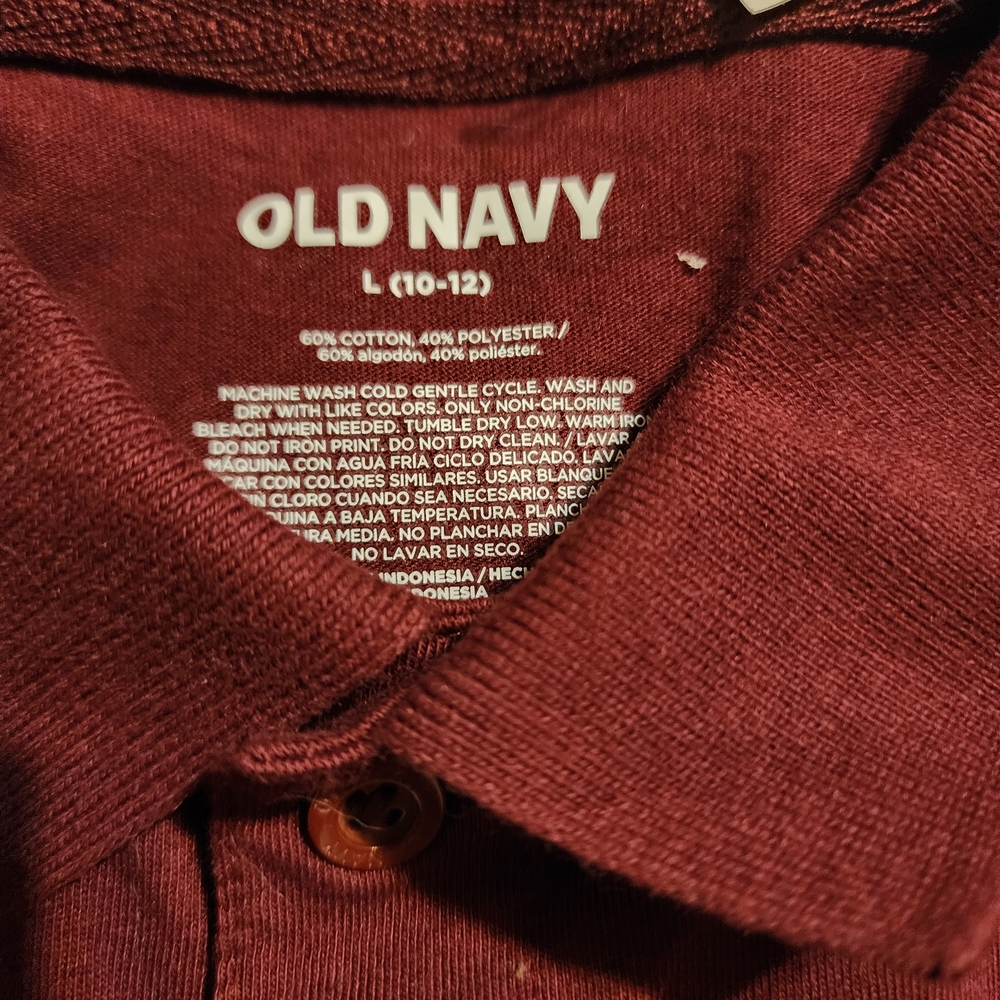YY - Old Navy Kids Burgundy Polo Shirt - Picture 2 of 3
